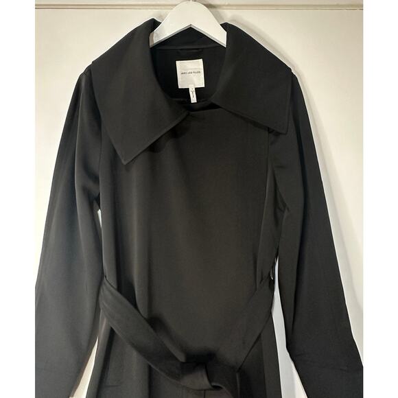 Avec Les Filles Black Trench Coat Belted Drape Front Size Large NWT Stylish - Picture 6 of 16